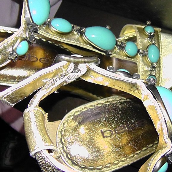 bebe - Sexy Gold Strapped Heels - Picture 3 of 5